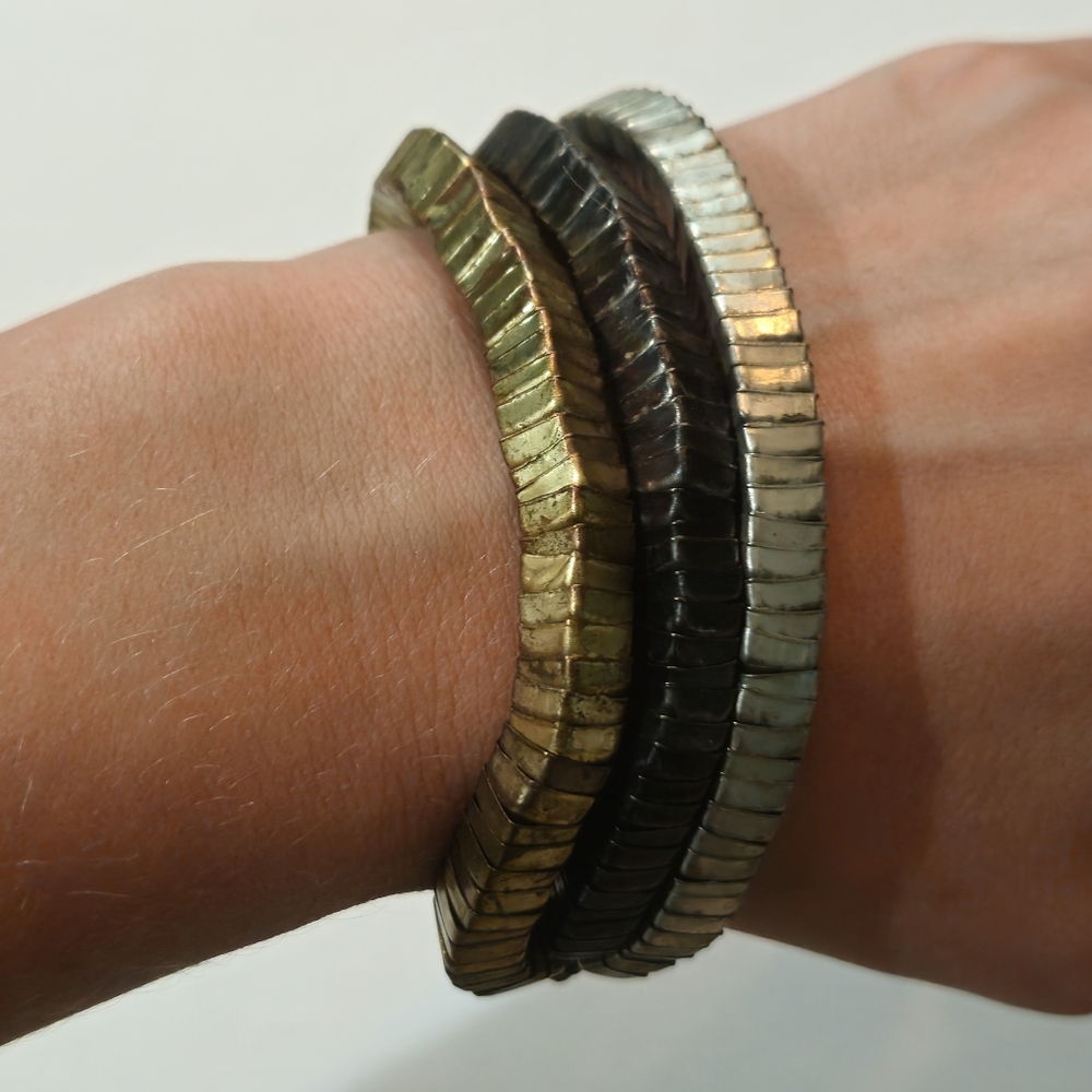 NEW Zara Metallic Coil Bracelet Silver Gold Black Avant Garde Bohemian Retro - Picture 2 of 7